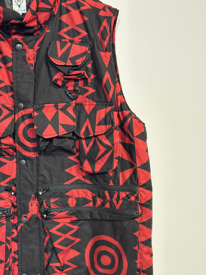 多口袋拉鍊設計 Cotton Ripstop 印花 夾棉馬甲 Multi-Pocket Zipped Padding Vest