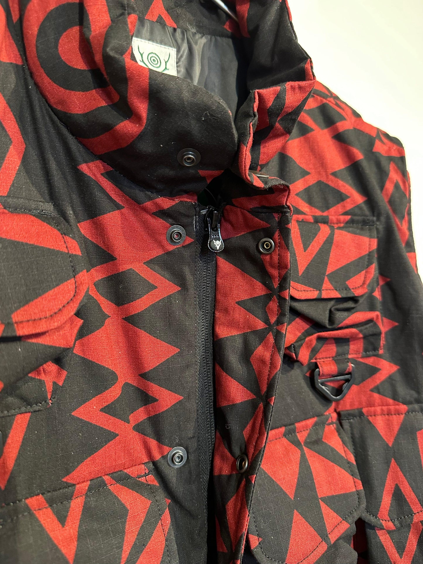 多口袋拉鍊設計 Cotton Ripstop 印花 夾棉馬甲 Multi-Pocket Zipped Padding Vest