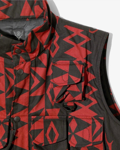 多口袋拉鍊設計 Cotton Ripstop 印花 夾棉馬甲 Multi-Pocket Zipped Padding Vest