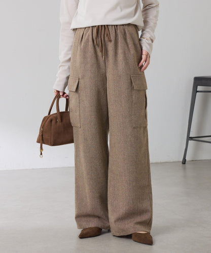 【可調節腰圍】雜色休閒褲