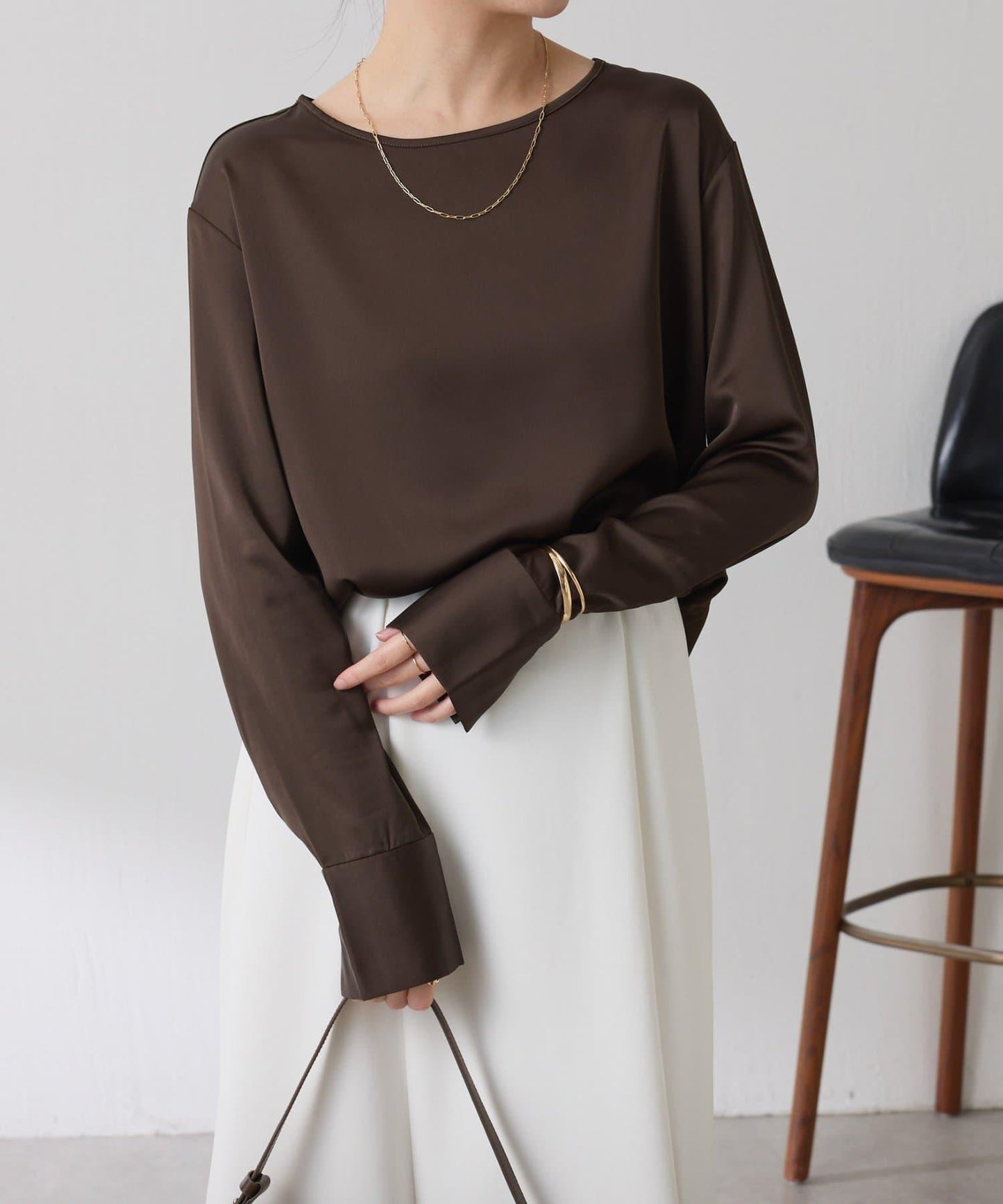 【必買襯衫】緞面側抽繩T恤襯衫/禮服