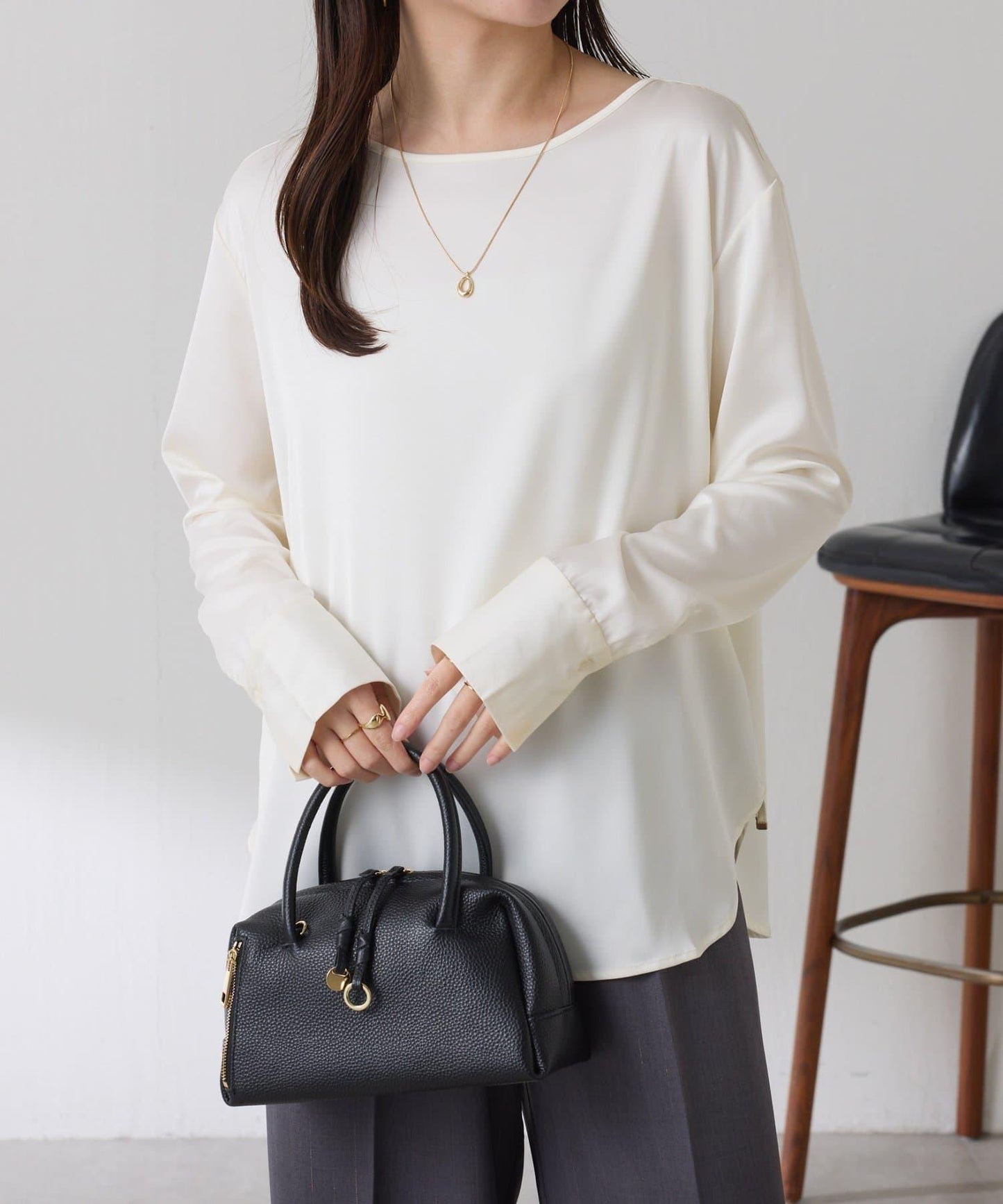 【必買襯衫】緞面側抽繩T恤襯衫/禮服