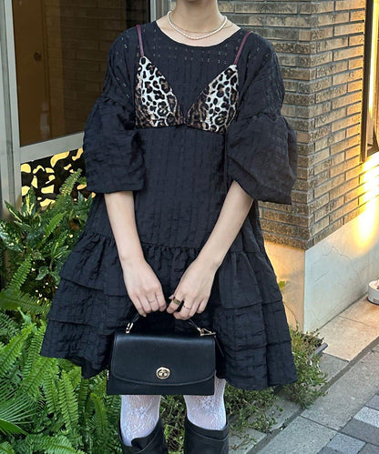 【Ciaopanic】【Lumé】透視格紋寬鬆大廓形迷你連衣裙