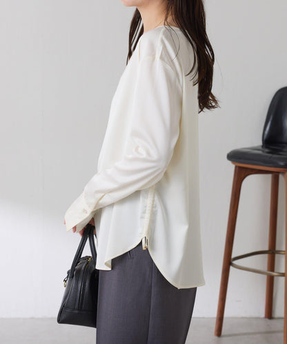 【必買襯衫】緞面側抽繩T恤襯衫/禮服