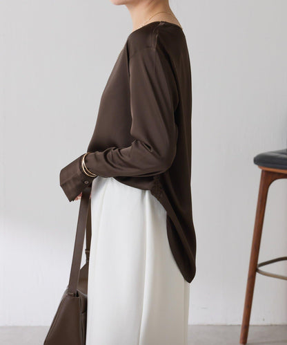 【必買襯衫】緞面側抽繩T恤襯衫/禮服