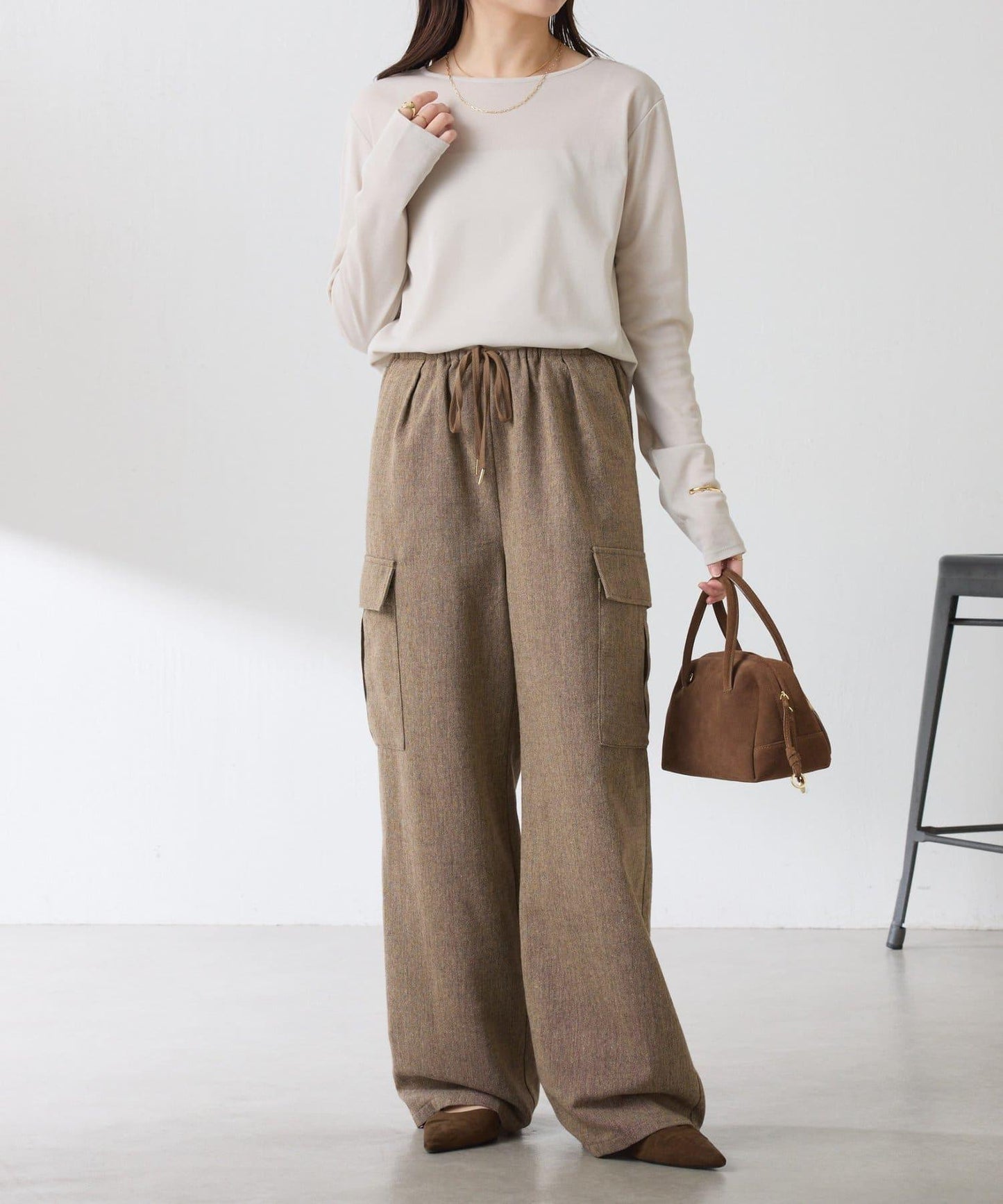 【可調節腰圍】雜色休閒褲