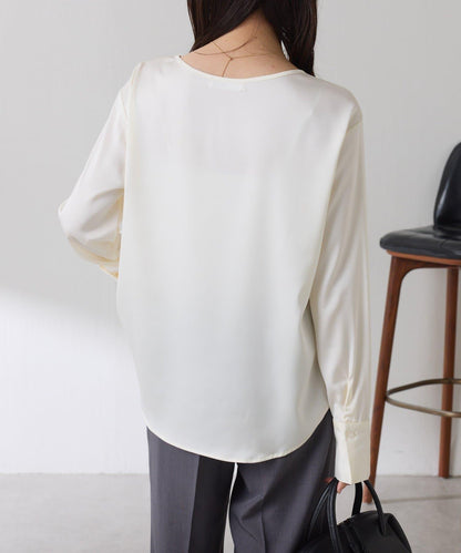 【必買襯衫】緞面側抽繩T恤襯衫/禮服