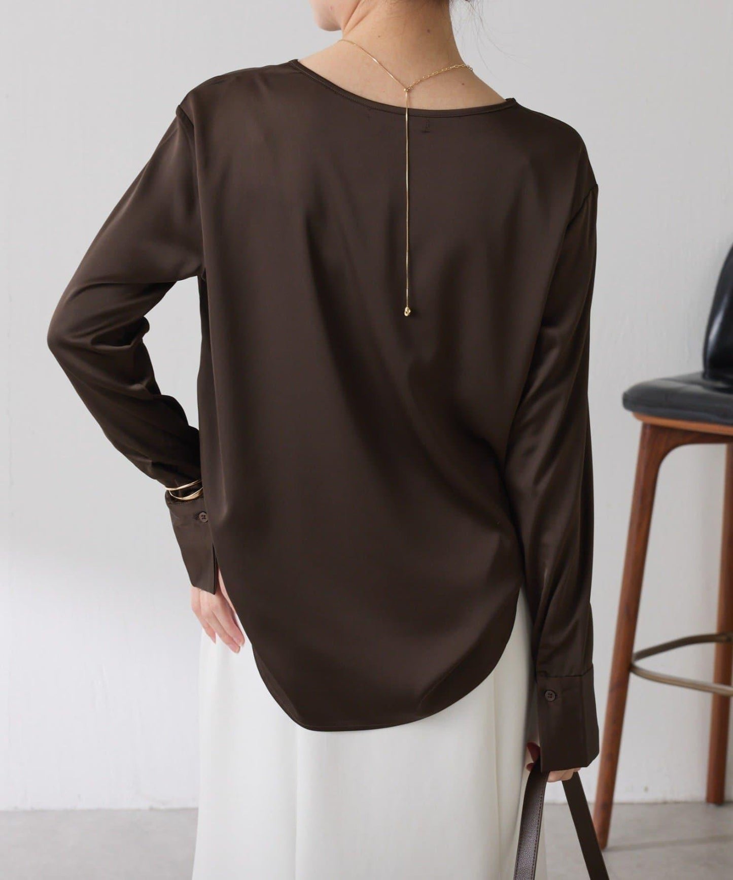 【必買襯衫】緞面側抽繩T恤襯衫/禮服