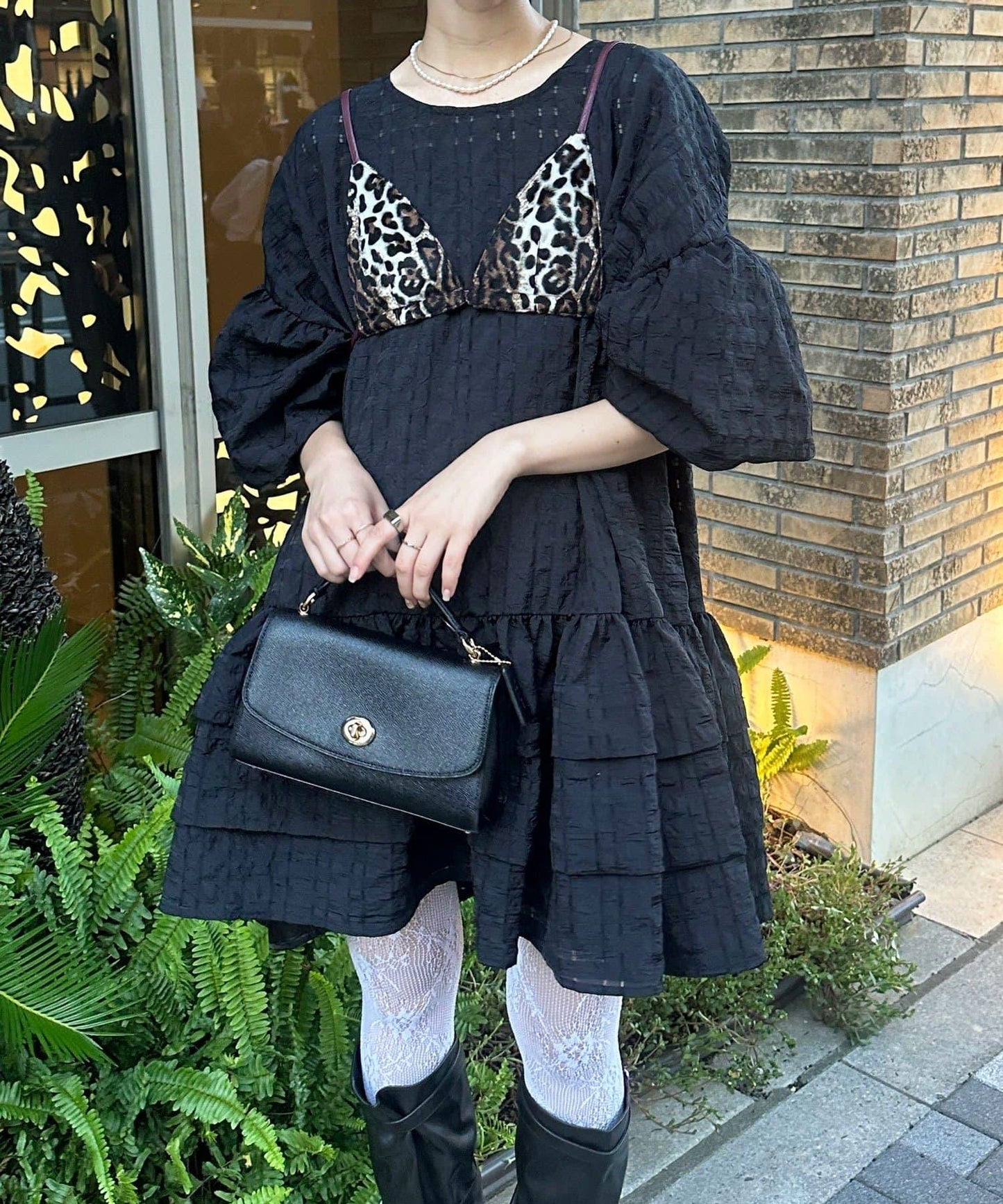 【Ciaopanic】【Lumé】透視格紋寬鬆大廓形迷你連衣裙