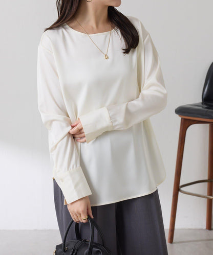 【必買襯衫】緞面側抽繩T恤襯衫/禮服