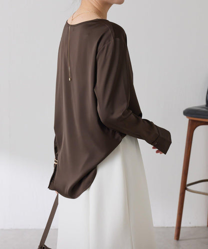 【必買襯衫】緞面側抽繩T恤襯衫/禮服