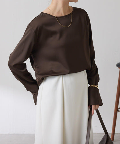 【必買襯衫】緞面側抽繩T恤襯衫/禮服