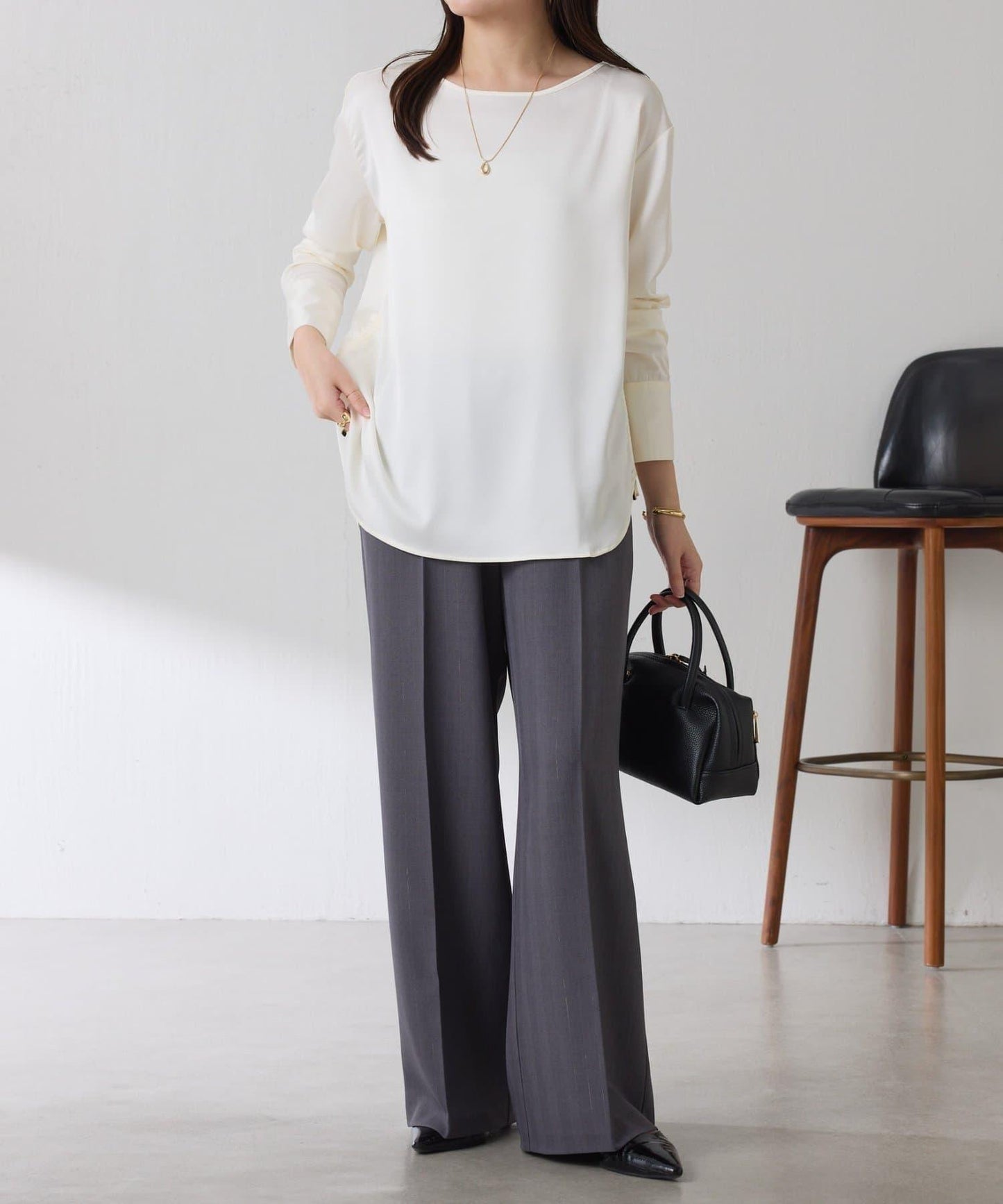 【必買襯衫】緞面側抽繩T恤襯衫/禮服