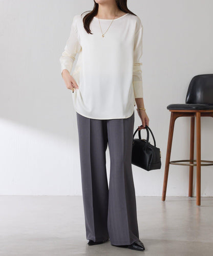 【必買襯衫】緞面側抽繩T恤襯衫/禮服