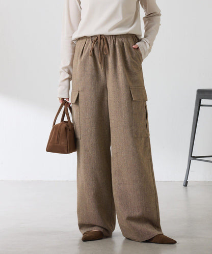 【可調節腰圍】雜色休閒褲