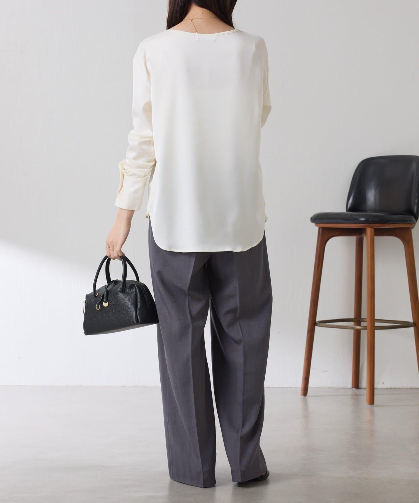 【必買襯衫】緞面側抽繩T恤襯衫/禮服