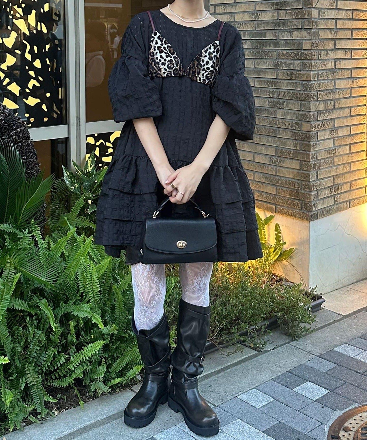 【Ciaopanic】【Lumé】透視格紋寬鬆大廓形迷你連衣裙