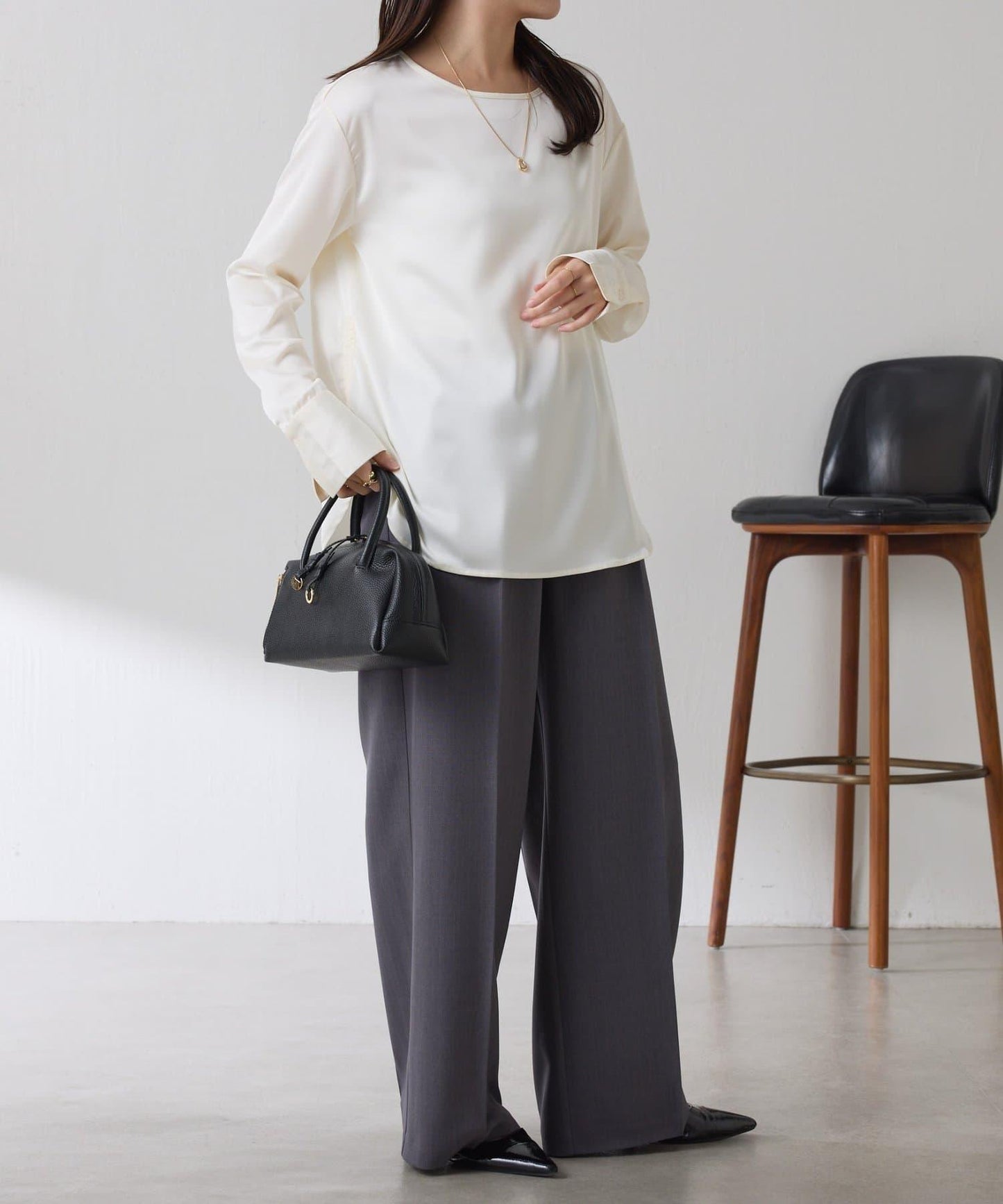 【必買襯衫】緞面側抽繩T恤襯衫/禮服