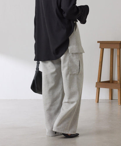 【可調節腰圍】雜色休閒褲