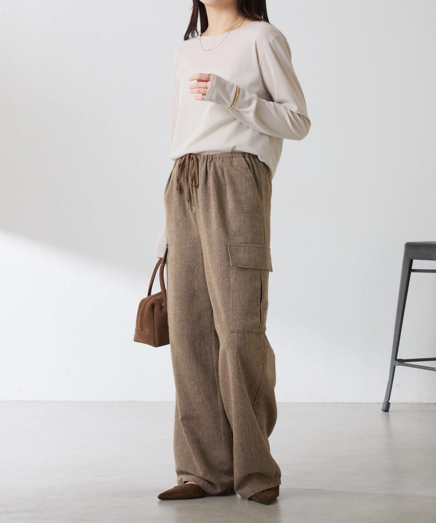 【可調節腰圍】雜色休閒褲