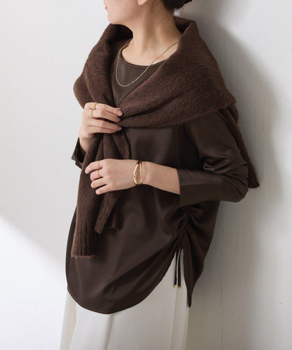 【必買襯衫】緞面側抽繩T恤襯衫/禮服