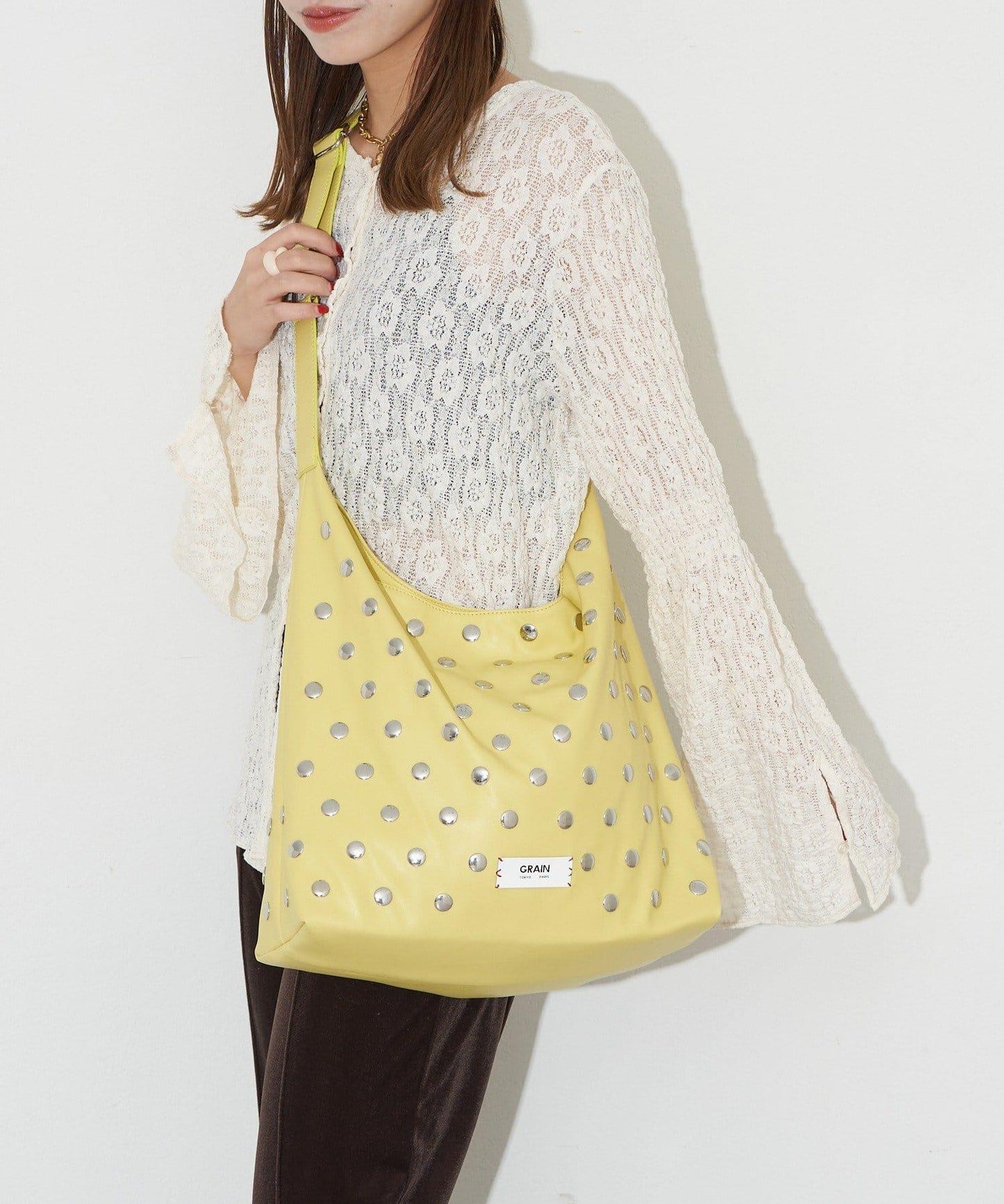 【GRAIN/グレイン】鉚釘單肩托特包