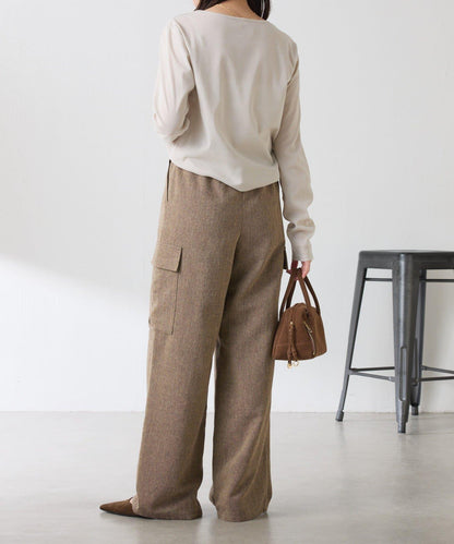 【可調節腰圍】雜色休閒褲