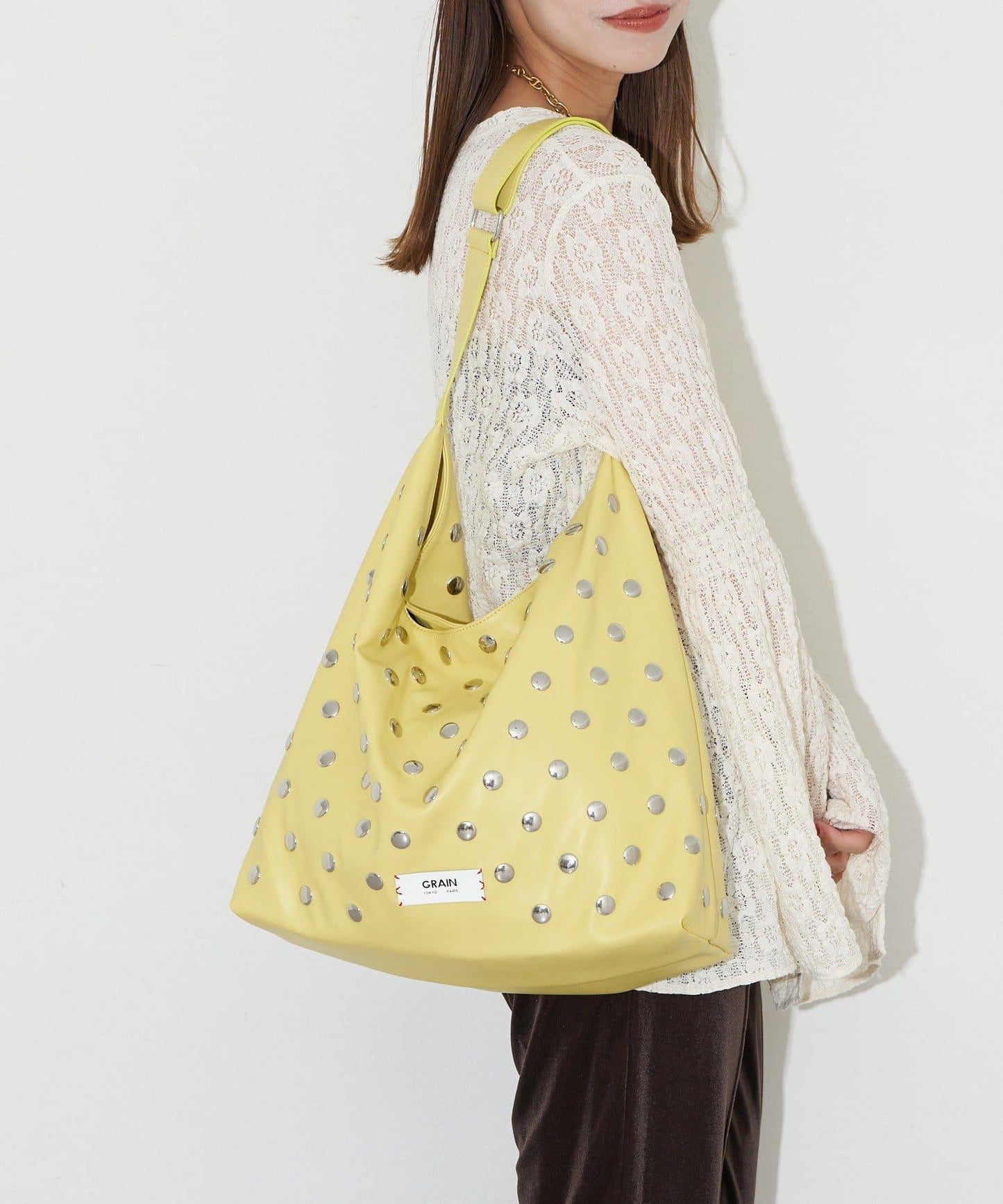 【GRAIN/グレイン】鉚釘單肩托特包