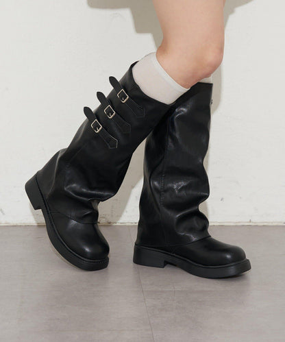 側帶扣長筒靴