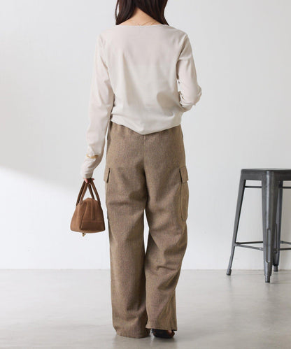 【可調節腰圍】雜色休閒褲