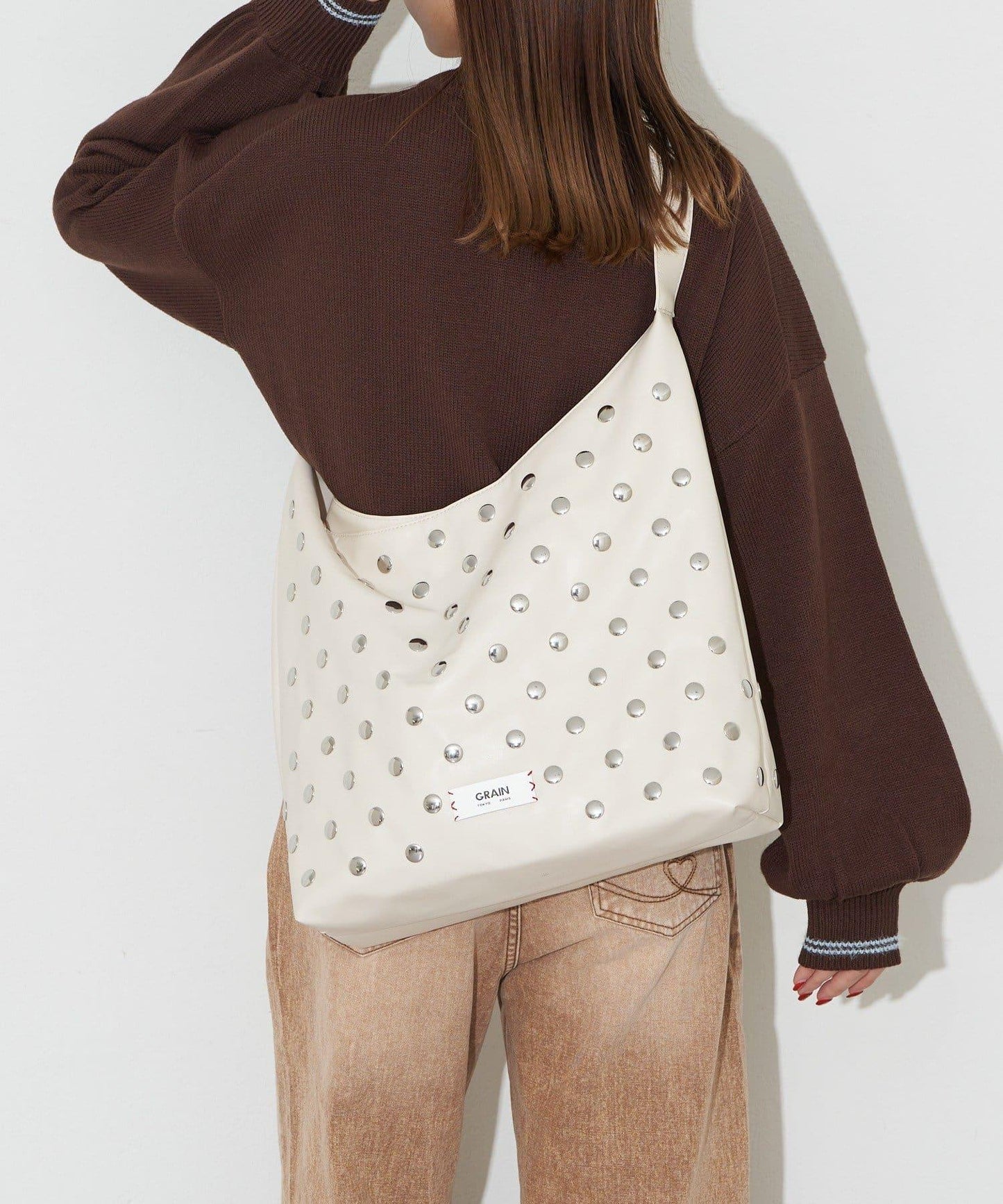 【GRAIN/グレイン】鉚釘單肩托特包