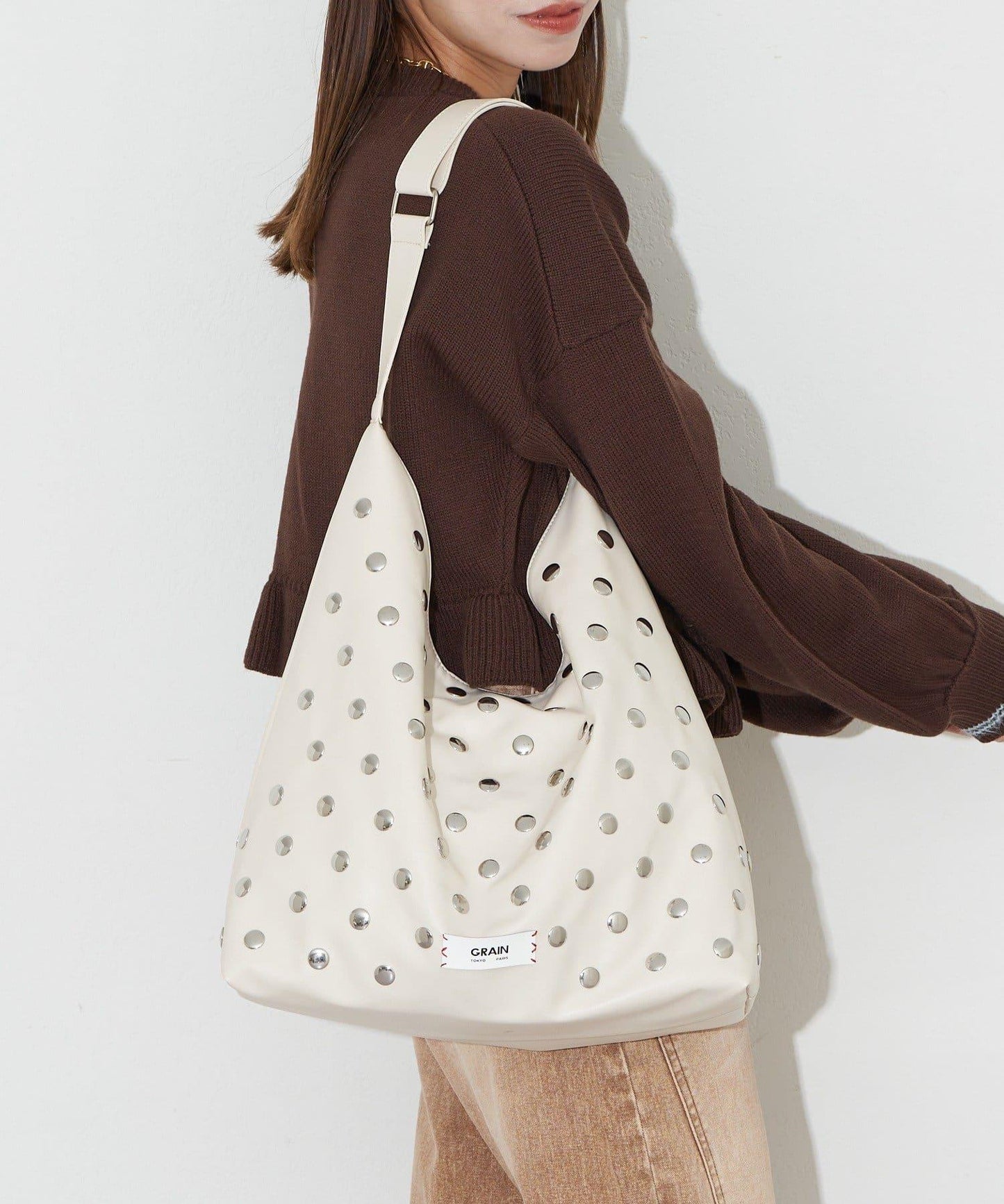 【GRAIN/グレイン】鉚釘單肩托特包
