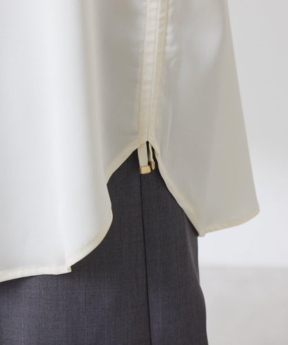 【必買襯衫】緞面側抽繩T恤襯衫/禮服