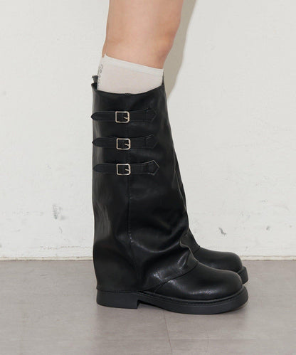 側帶扣長筒靴