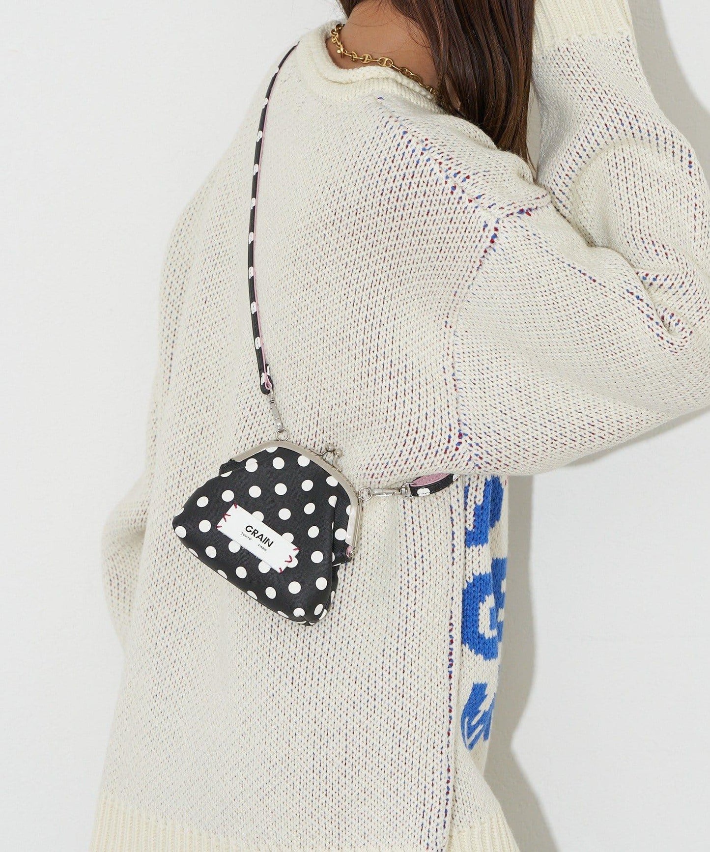 水玉圖案口金迷你單肩包