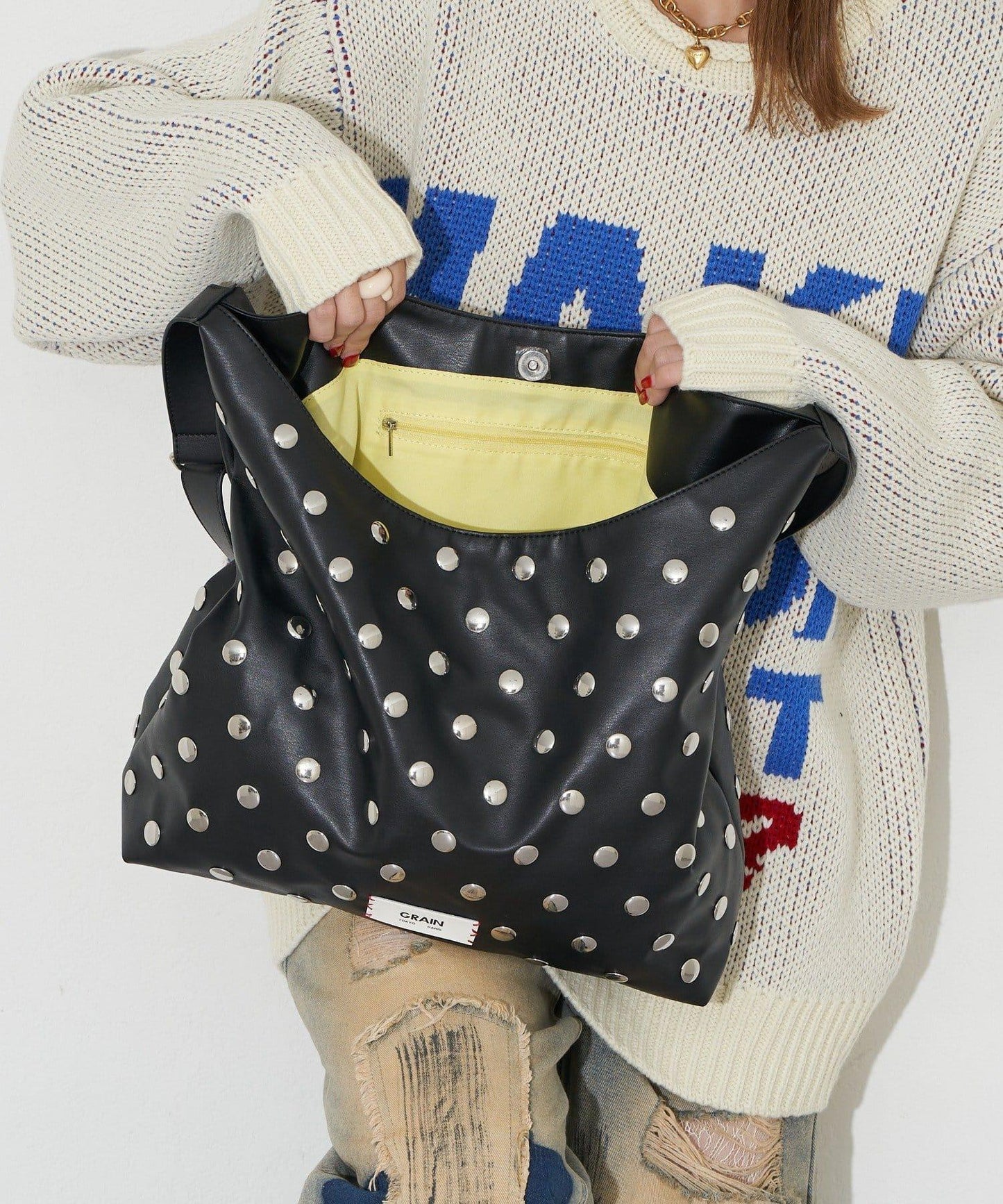 【GRAIN/グレイン】鉚釘單肩托特包