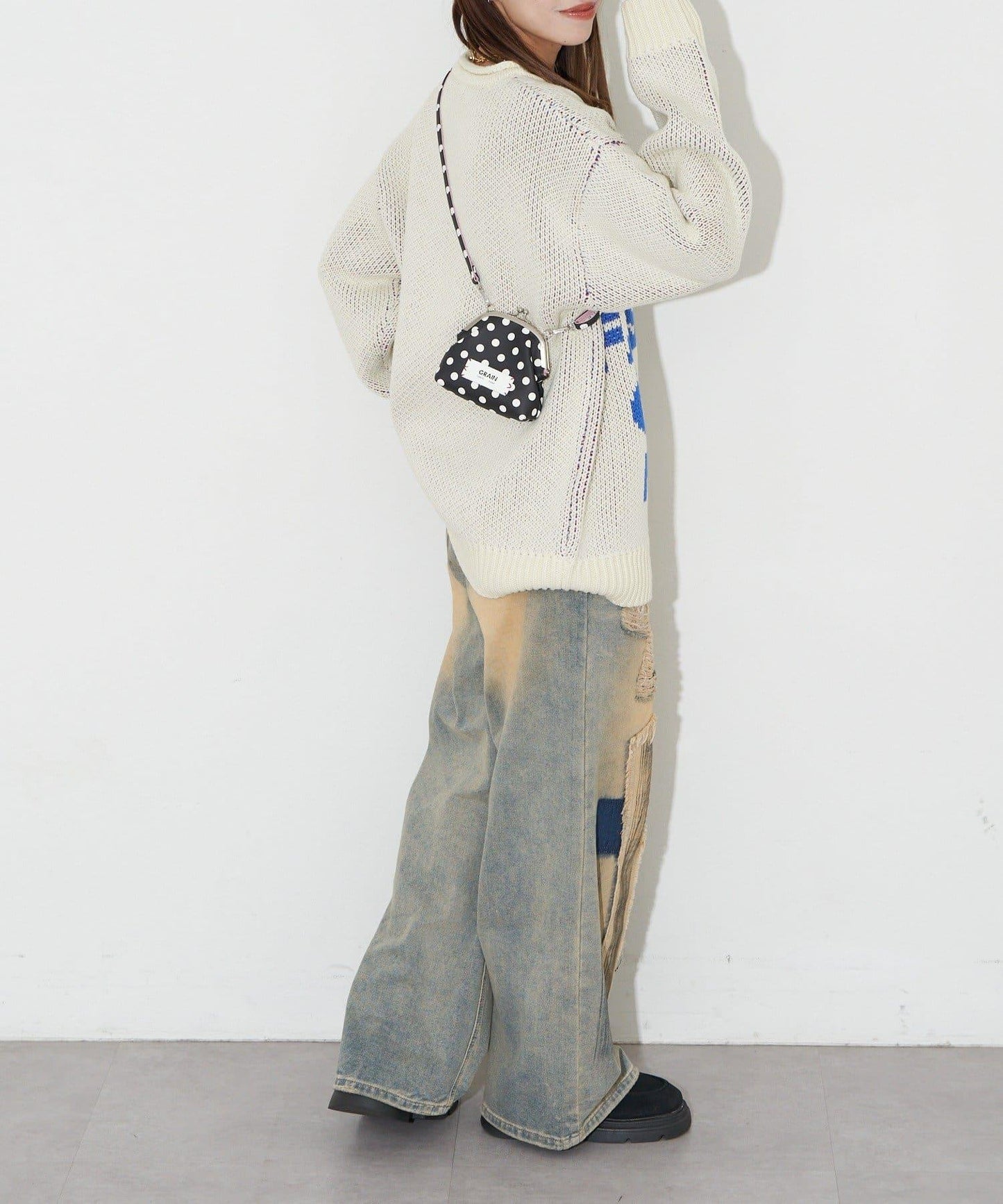 水玉圖案口金迷你單肩包