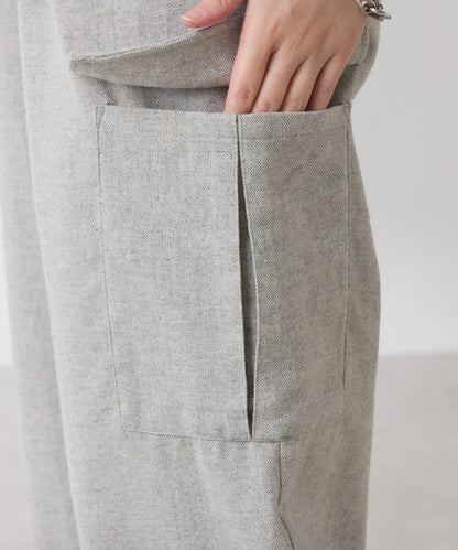 【可調節腰圍】雜色休閒褲