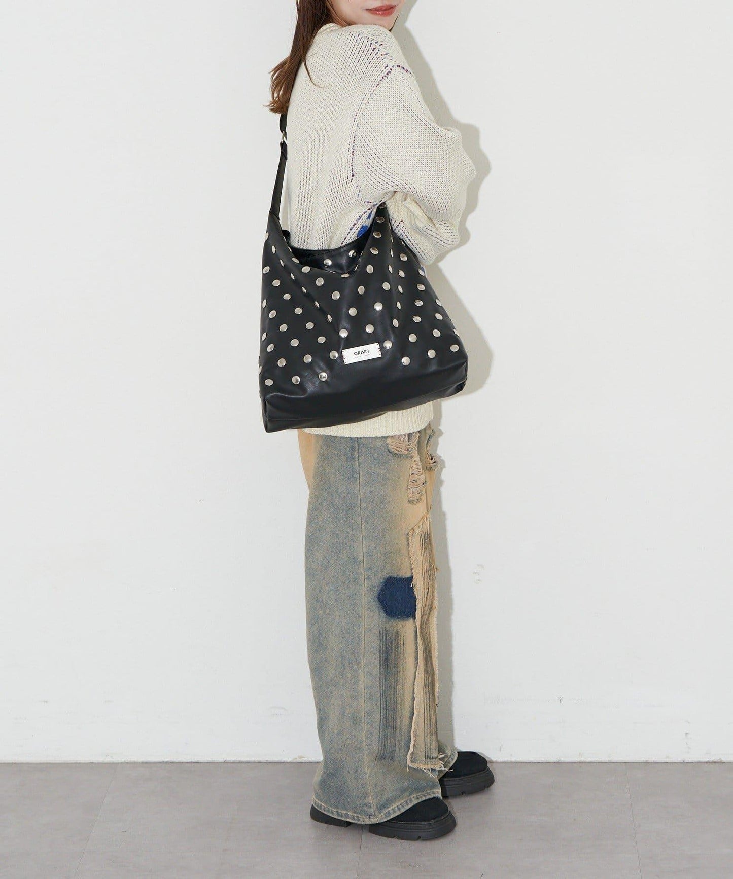 【GRAIN/グレイン】鉚釘單肩托特包