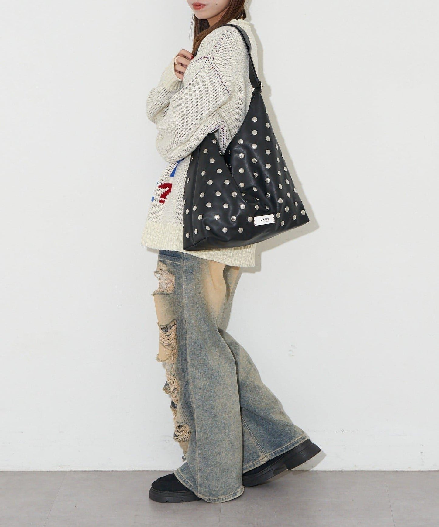 【GRAIN/グレイン】鉚釘單肩托特包