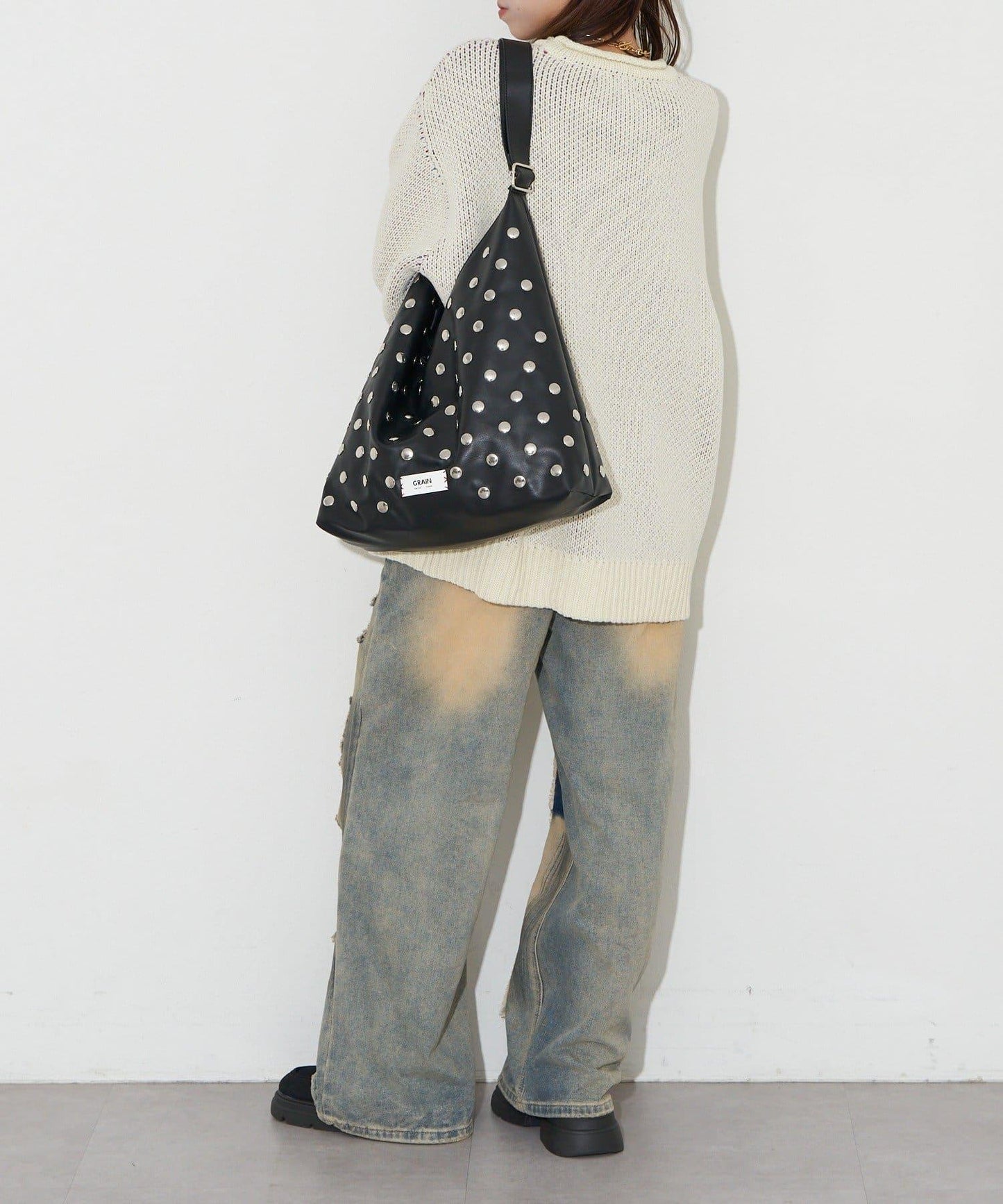 【GRAIN/グレイン】鉚釘單肩托特包