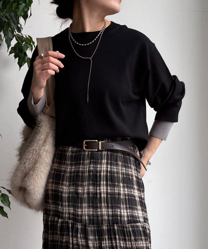 袖拼色針織上衣