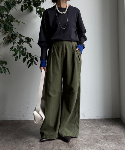 袖拼色針織上衣