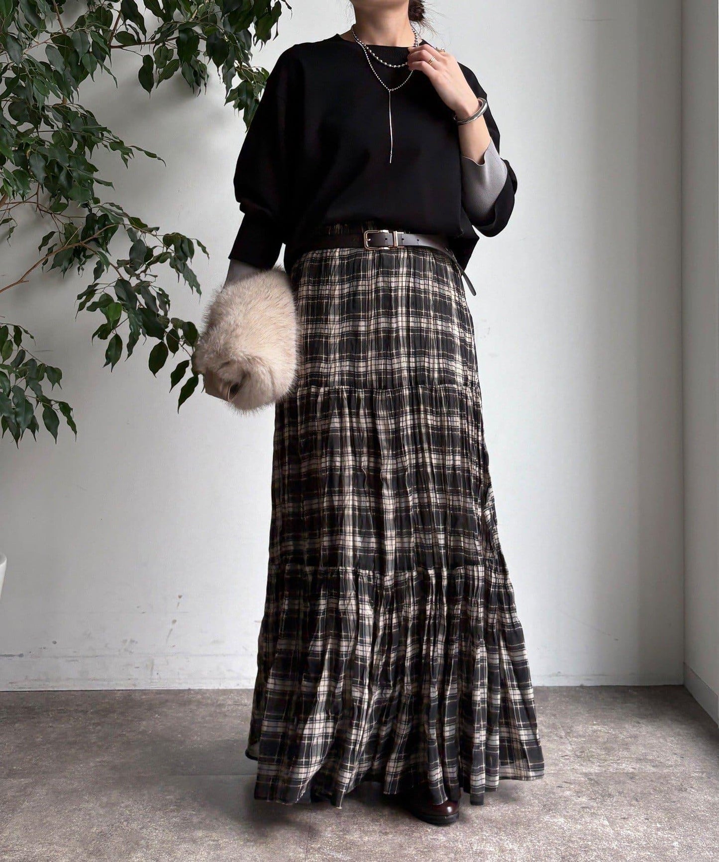 袖拼色針織上衣