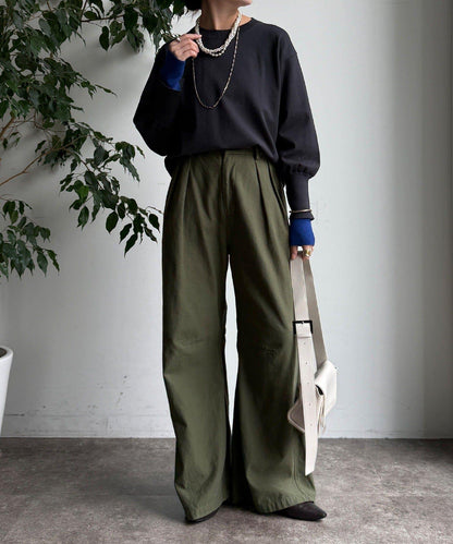 袖拼色針織上衣