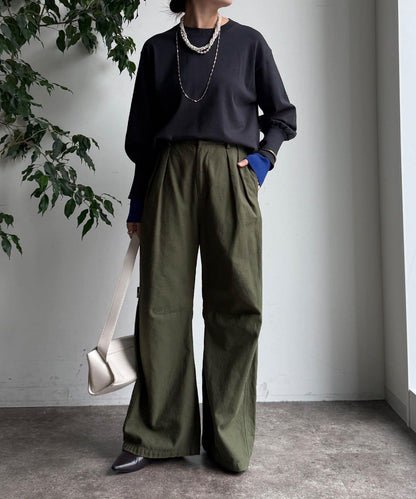 袖拼色針織上衣