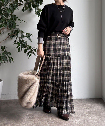 袖拼色針織上衣