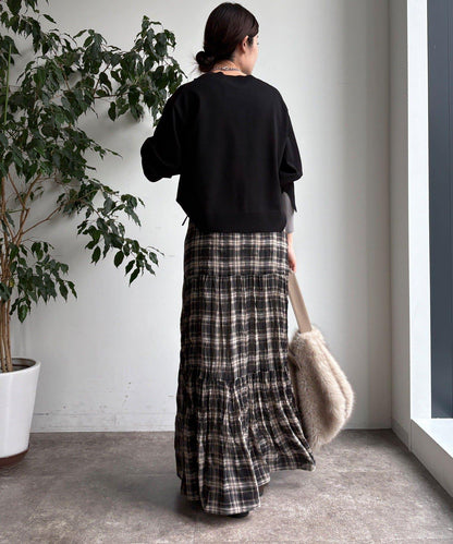 袖拼色針織上衣