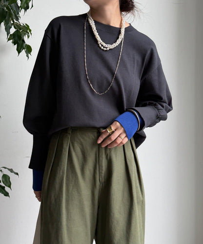 袖拼色針織上衣