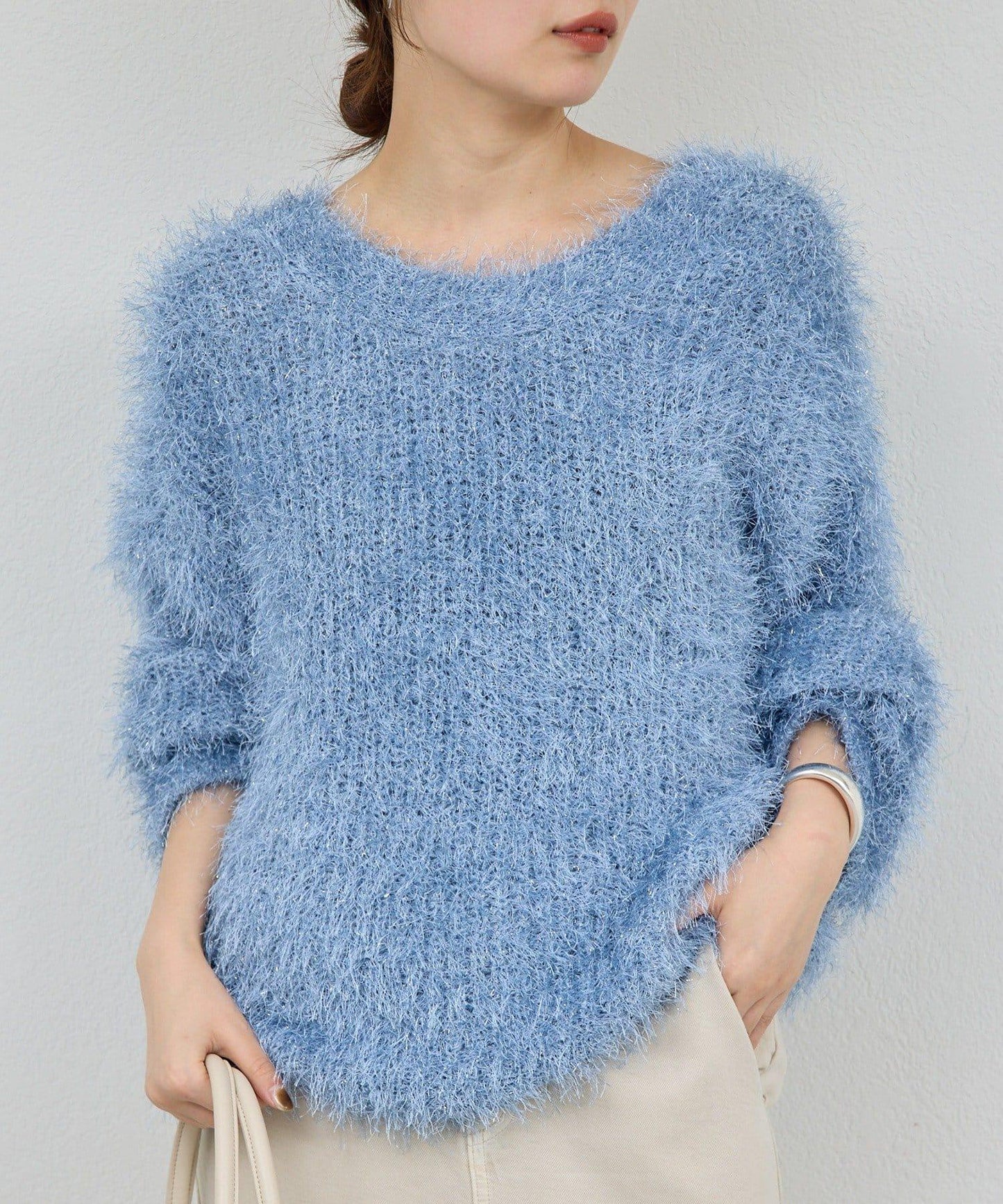 【近期開始】【2way】亮片長毛針織開衫